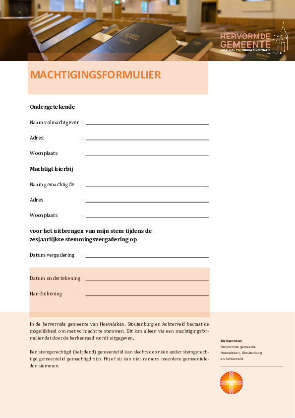 Machtiging zesjaarlijkse stemming